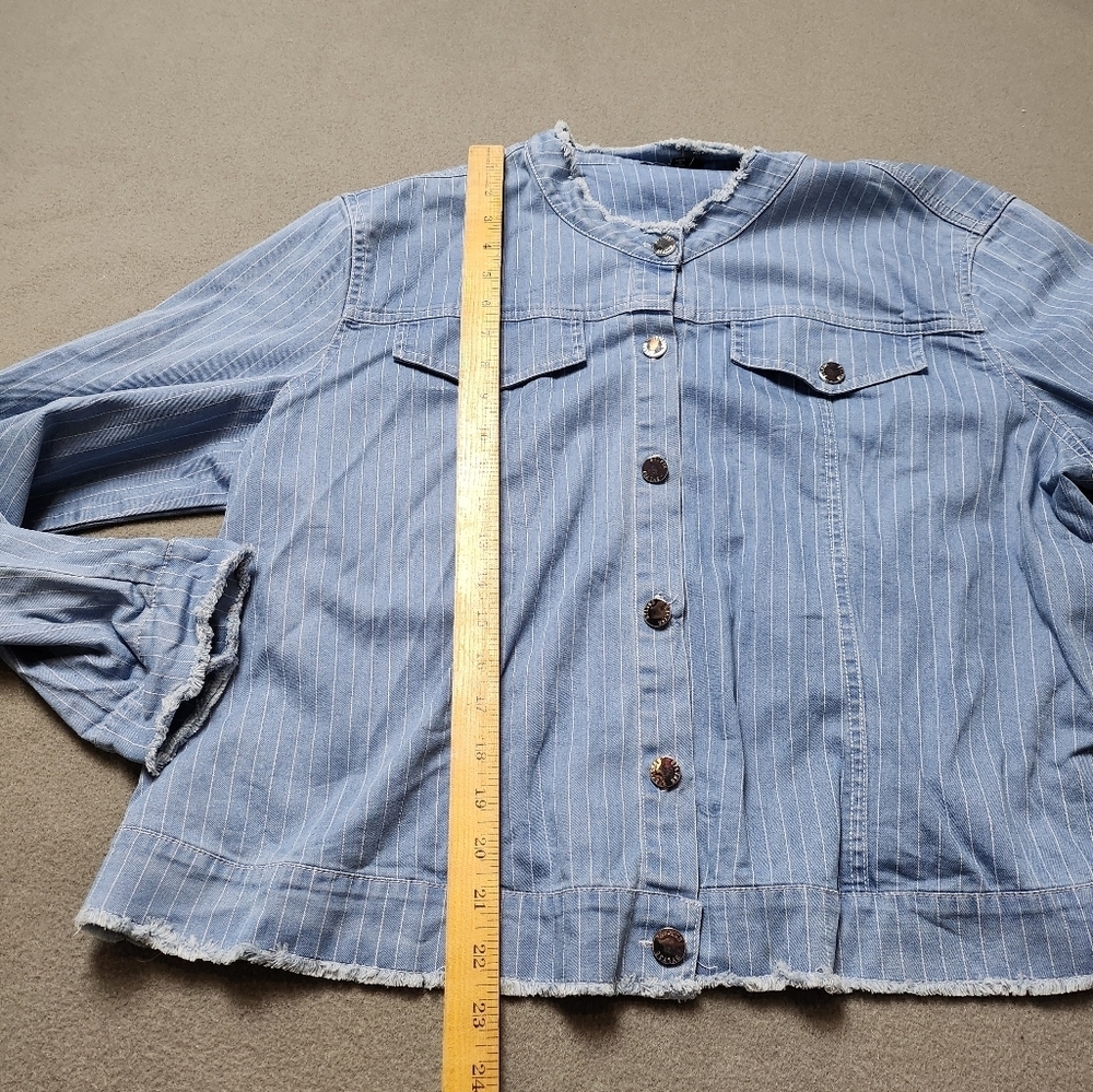 Bylyse Pinstripe Light Denim Jacket Colourful Size XXL - Picture 12 of 12